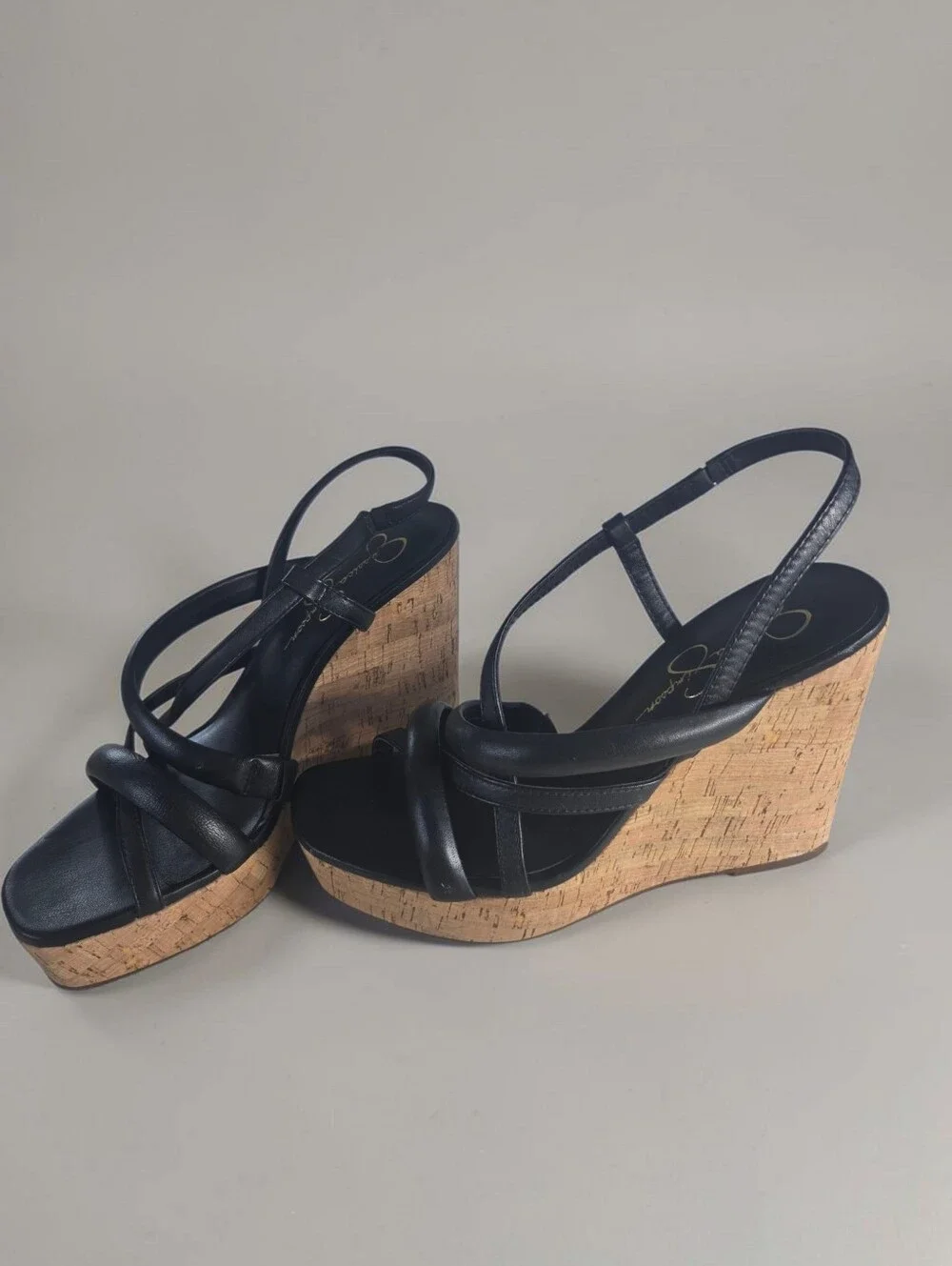 Jessica Simpson Black Crisscross Strap Platform Sandals Size 9